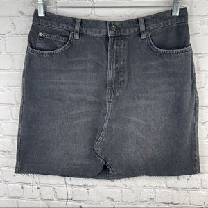 We the Free People Size 30 Black Denim Skirt Jean Cut Off Frayed Mini Short New